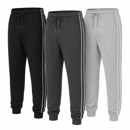 DARESAY Men’s Fleece Jogger Sweatpants, 3-Pack, Soft Tech Fleece Pants with Pockets, Drawstring Waist and Cuffed Ankles, Sizes S–3XL