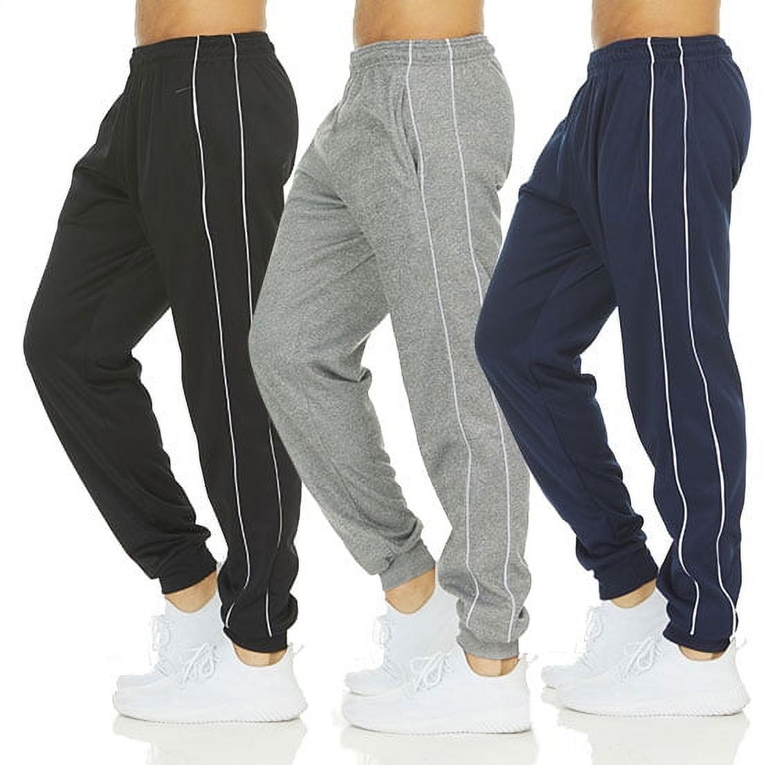 DARESAY [3-Pack] Men's Tech Fleece Joggers Dry Fit Performance Sweatpants  (Up To Size 3XL) 