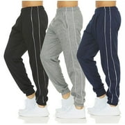 DARESAY [3-Pack] Men's Tech Fleece Joggers Dry Fit Performance Sweatpants (Up To Size 3XL)