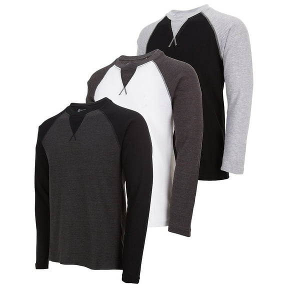 DARESAY 3-Pack Men's Thermal Crew Long Sleeve Henley Tops Base Layer Shirt-(Up to 3X)