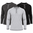 thumbnail image 1 of DARESAY Men’s Thermal Henley Shirts 3-Pack, Long Sleeve Waffle Knit Base Layer Tops, Warm Layering Shirts for Winter, Sizes S–3XL, 1 of 9