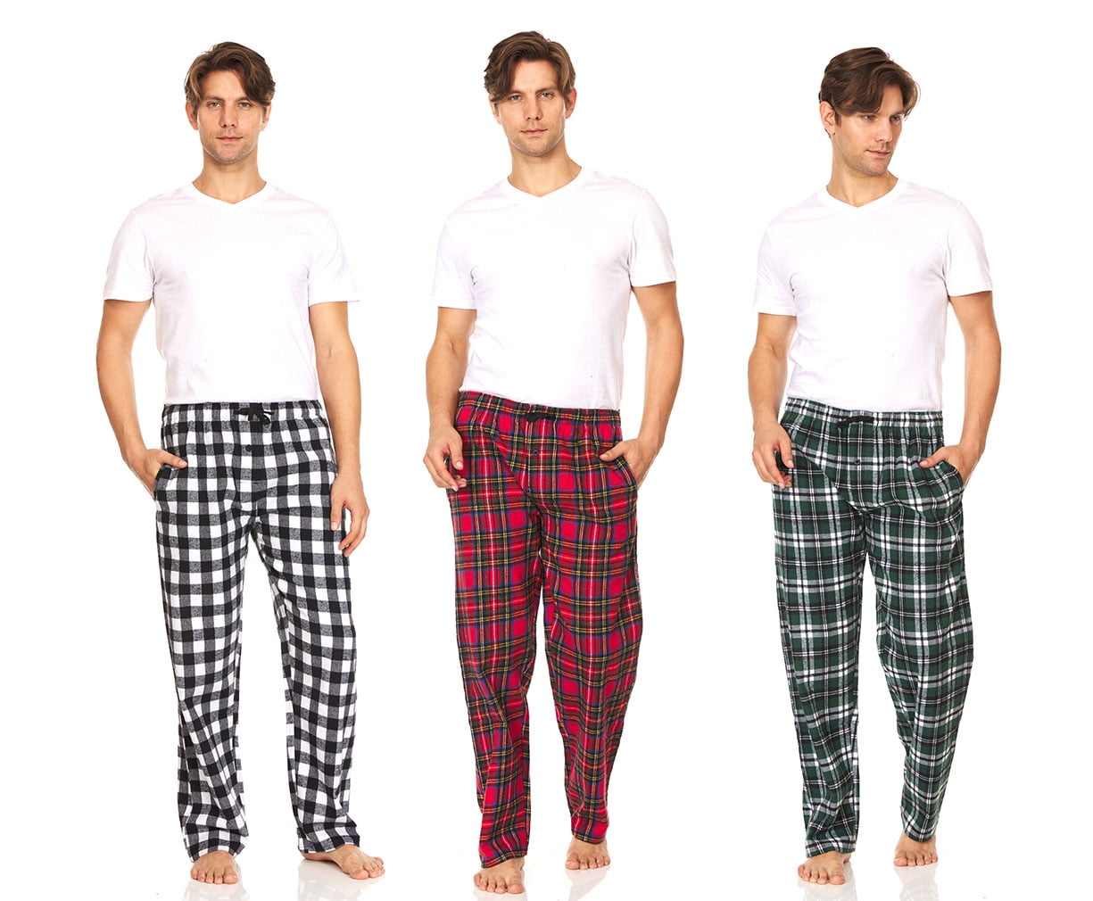 DARESAY 3 Pack Plaid Pajama Pants For Men Mens Flannel Pajama Pants