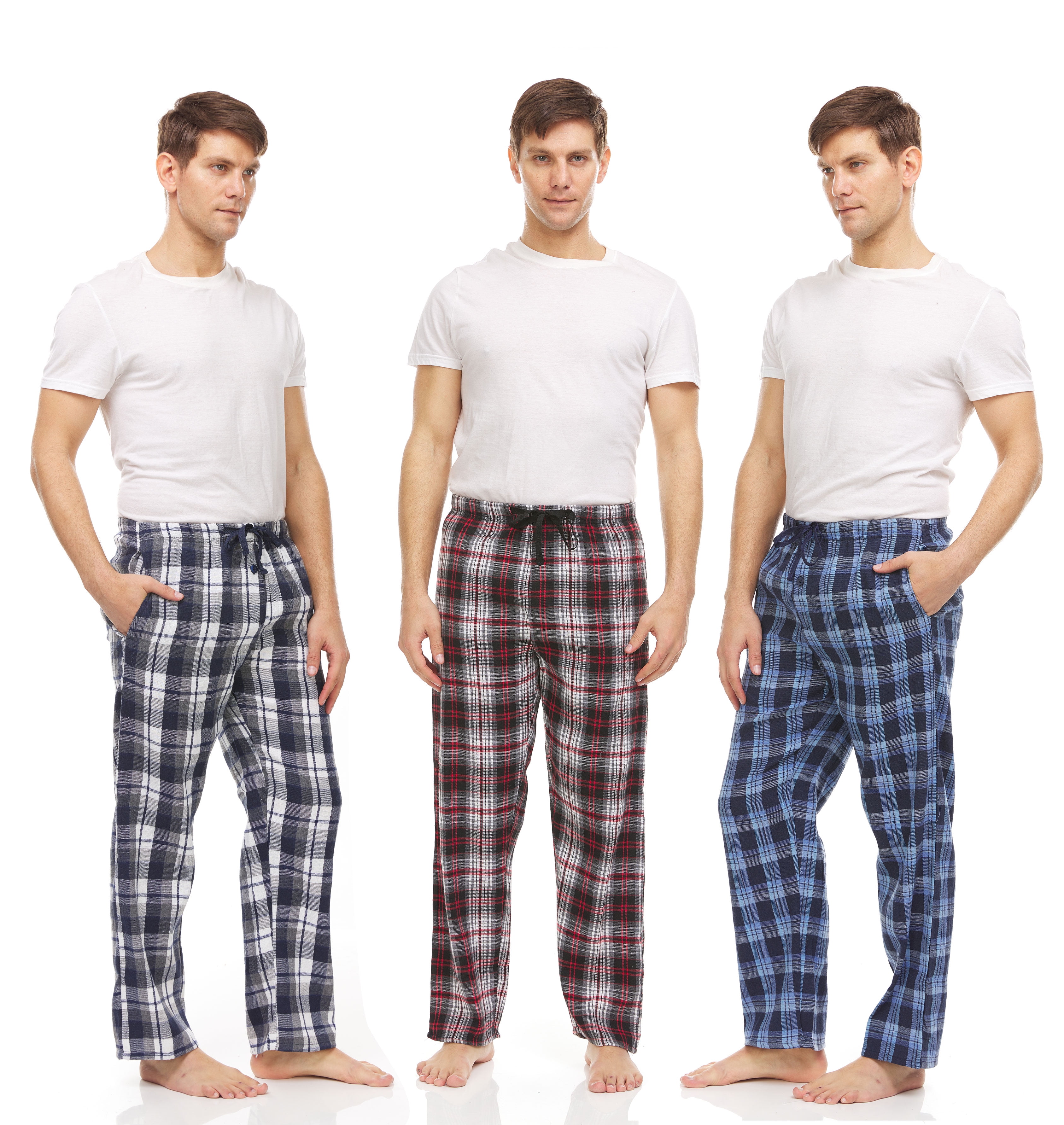 DARESAY Mens 3 Pack Pajama Pants for Men, Microfleece Pajama Pants