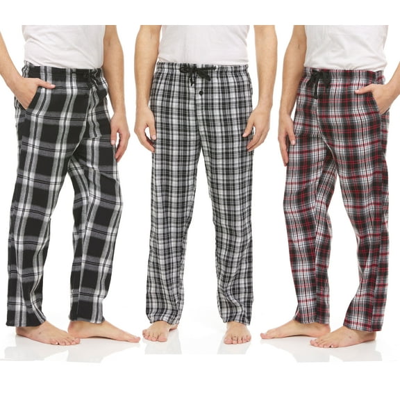 DARESAY 3 Pack: Plaid Pajama Pants For Men – Mens Flannel Pajama Pants - Mens PJ Pants With Pockets & Button Fly (Up To 3XL)