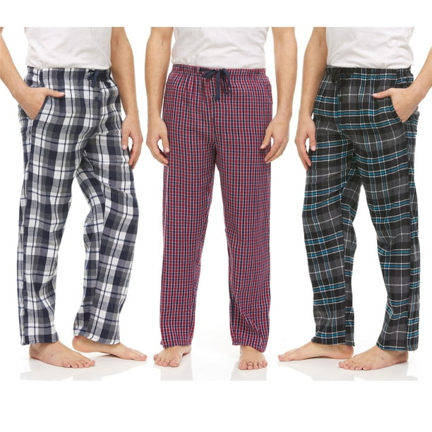 DARESAY 3 Pack Plaid Pajama Pants For Men Mens Flannel Pajama Pants