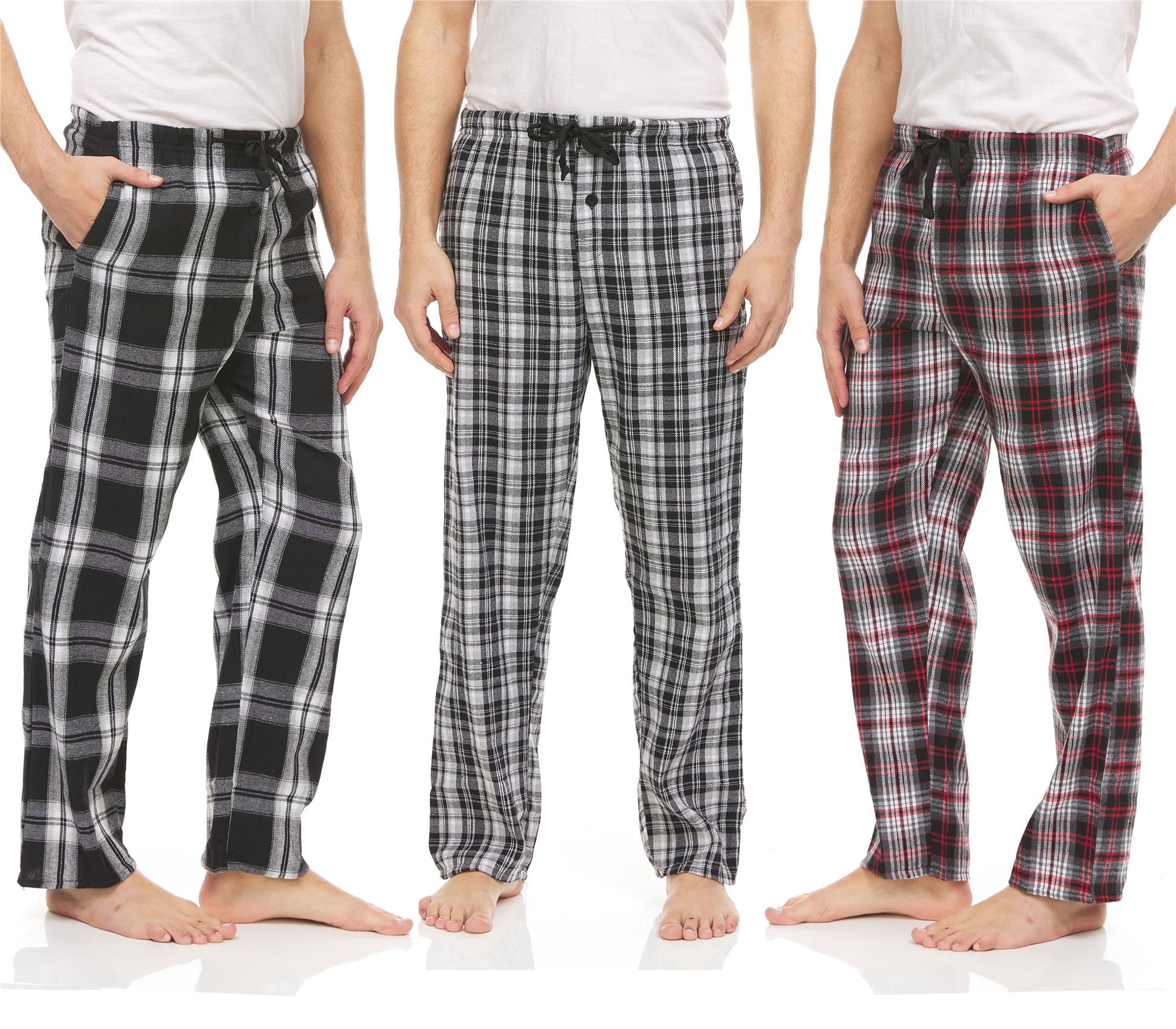 DARESAY 3 Pack Plaid Pajama Pants For Men Mens Flannel Pajama Pants