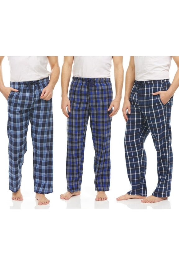 3 Pack: Plaid Pajama Pants For Men – Mens Flannel Pajama Pants - Mens PJ Pants With Pockets & Button Fly (Up To 3XL)