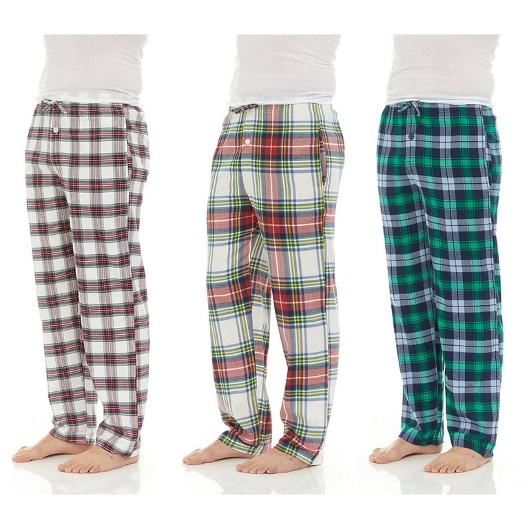 DARESAY 3 Pack: Plaid Pajama Pants For Men – Mens Flannel Pajama Pants -  Mens PJ Pants With Pockets & Button Fly (Up To 3XL) 