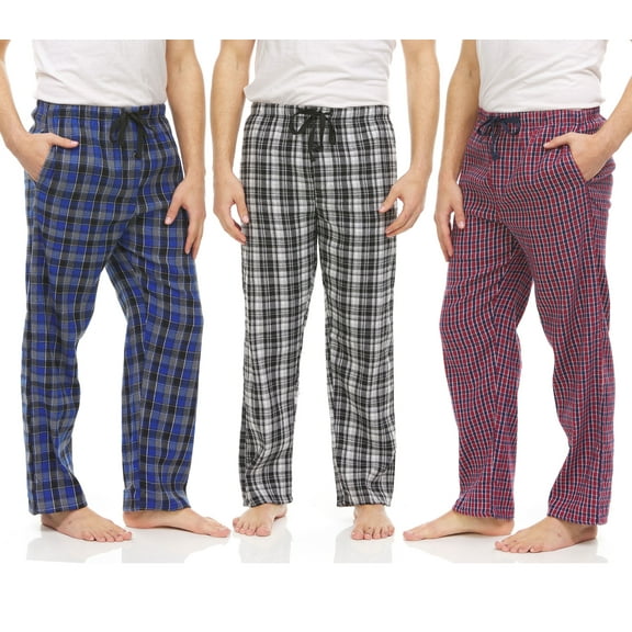 DARESAY 3 Pack: Plaid Pajama Pants For Men – Mens Flannel Pajama Pants - Mens PJ Pants With Pockets & Button Fly (Up To 3XL)