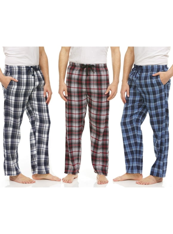 3 Pack: Plaid Pajama Pants For Men – Mens Flannel Pajama Pants - Mens PJ Pants With Pockets & Button Fly (Up To 3XL)