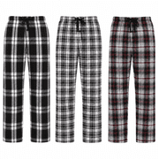 DARESAY Men’s Flannel Pajama Pants 3-Pack, Plaid Sleep & Lounge Pants with Pockets, Elastic Waist, Drawstring & Button Fly, Sizes S–3XL