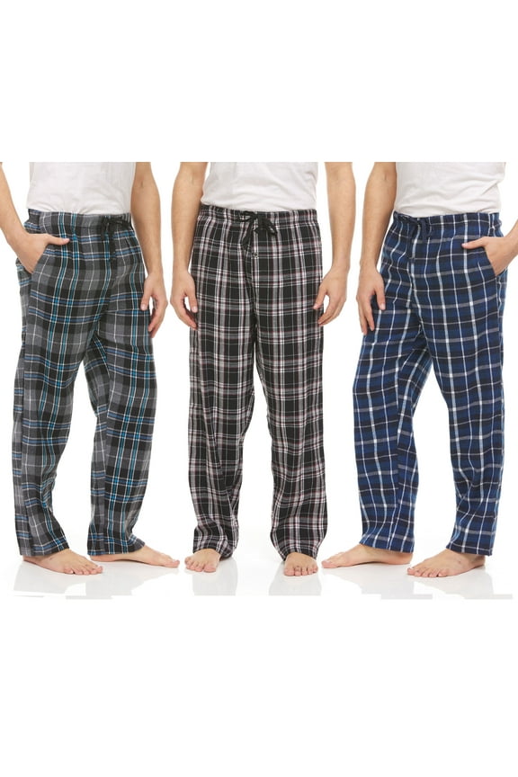 3 Pack: Plaid Pajama Pants For Men – Mens Flannel Pajama Pants - Mens PJ Pants With Pockets & Button Fly (Up To 3XL)