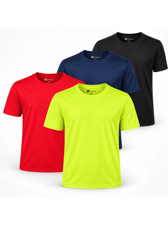Boys Active T-Shirts, 4-Pack Moisture-Wicking Short Sleeve Athletic Tees, Sizes 4-16