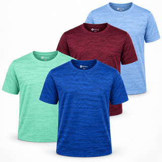 DARESAY Boys Active T-Shirts, 4-Pack Moisture-Wicking Short Sleeve Athletic Tees, Sizes 4-16