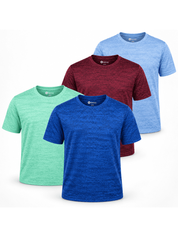 Boys Active T-Shirts, 4-Pack Moisture-Wicking Short Sleeve Athletic Tees, Sizes 4-16