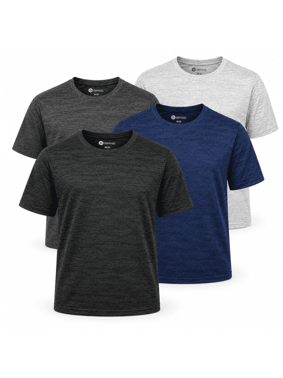 Boys Active T-Shirts, 4-Pack Moisture-Wicking Short Sleeve Athletic Tees, Sizes 4-16