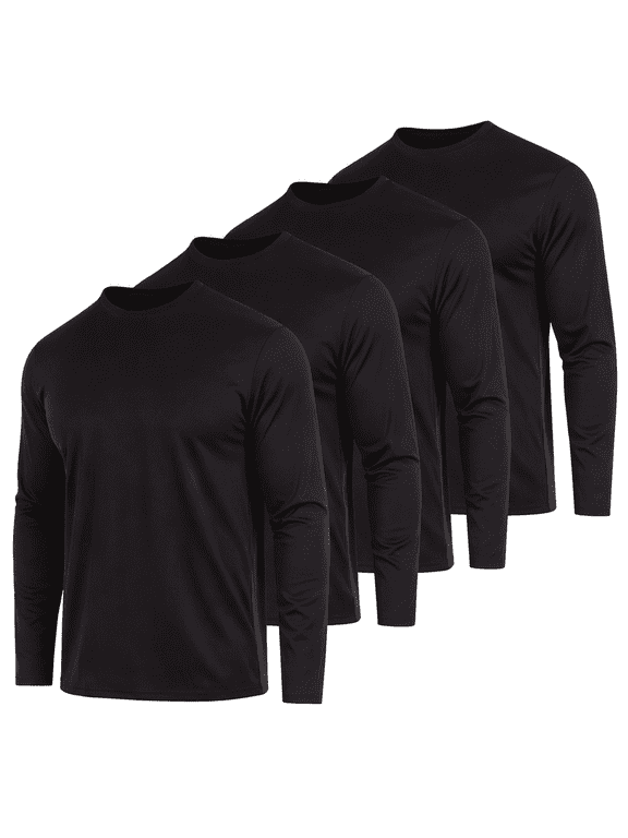 Dri-Fit Long Sleeve T Shirts for Men-4 Pack- Moisture Wicking, Quick Dry Tees (Up to 3XL)