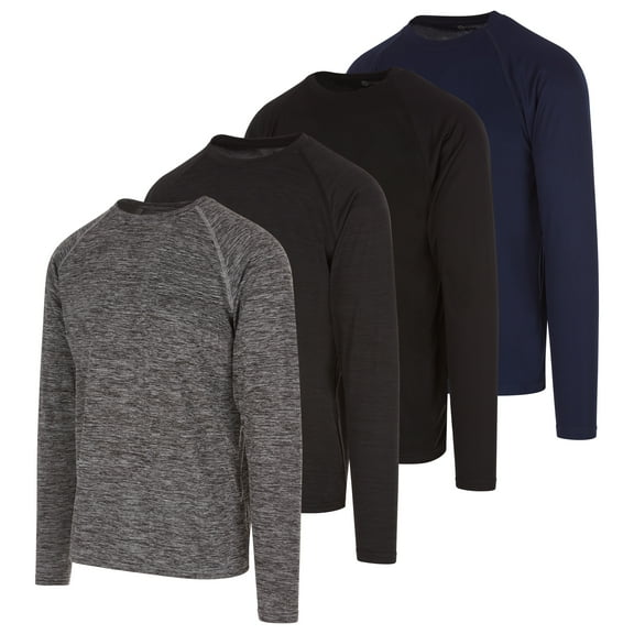 DARESAY Dri-Fit Long Sleeve T Shirts for Men-4 Pack- Moisture Wicking, Quick Dry Tees (Up to 3XL)