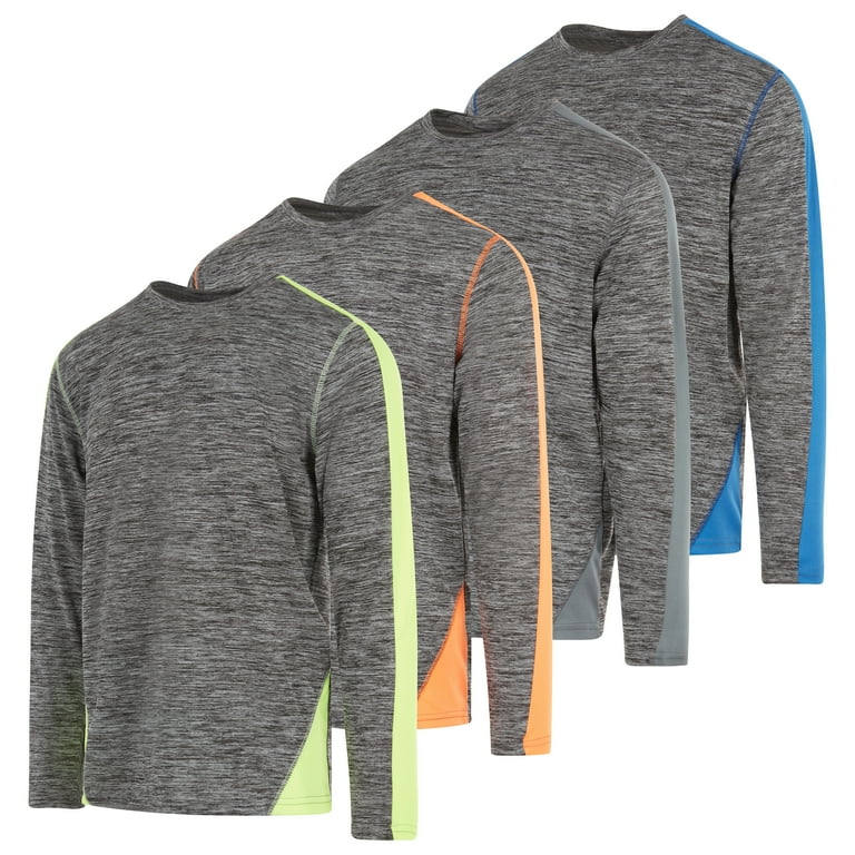 DARESAY Dri Fit Long Sleeve T Shirts for Men 4 Pack Moisture Wicking Quick Dry Tees Up to 3XL