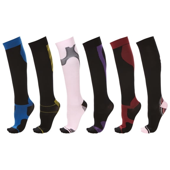 DARESAY Knee High Athletic Compression Energy Socks Medical Men Women, Circulation and Recovery - 6-Pack
