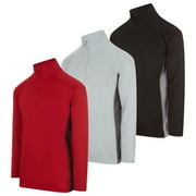 DARESAY Men's Dry-Fit Quarter Zip Long Sleeve Athletic Performance Moisture Wicking Pullover, 3-Pack (Up to 3XL)