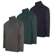 DARESAY Men's Dry-Fit Quarter Zip Long Sleeve Athletic Performance Moisture Wicking Pullover, 3-Pack (Up to 3XL)