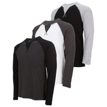 DARESAY Men's Thermal Crew Long Sleeve Henley Tops Base Layer Shirt-3 & 4-Pack (Up to 3X)