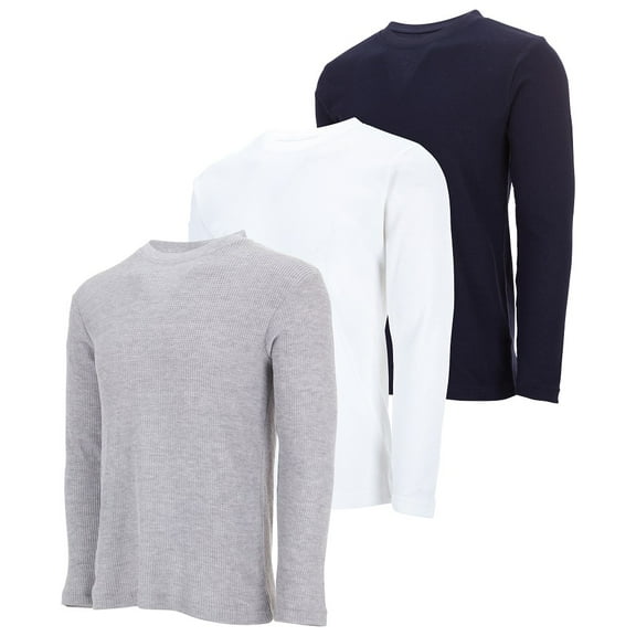 DARESAY Men's Thermal Crew Long Sleeve Henley Tops Base Layer Shirt-3 & 4-Pack (Up to 3X)