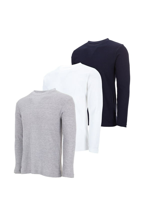Men's Thermal Crew Long Sleeve Henley Tops Base Layer Shirt-3 & 4-Pack (Up to 3X)