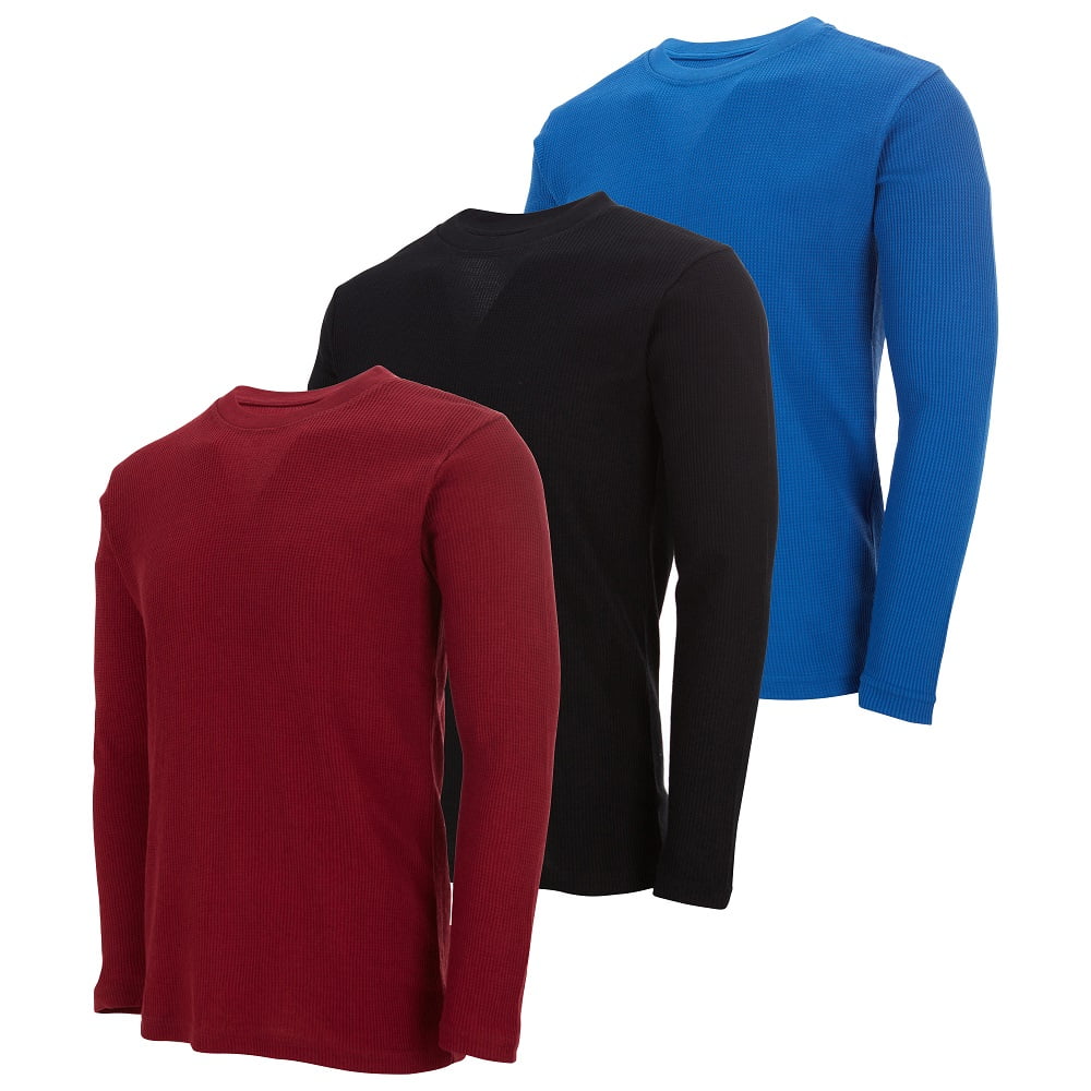 DARESAY Men's Thermal Crew Long Sleeve Henley Tops Base Layer Shirt-3 &  4-Pack (Up to 3X) 