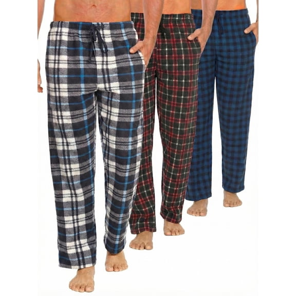 DARESAY Men’s 3-Pack Microfleece Pajama Pants with Pockets & Drawstring – Soft Lounge & Sleep Pants, Up to 3XL