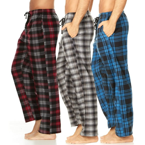 DARESAY Mens 3 Pack Pajama Pants for Men, Microfleece Pajama Pants, Men's Pajamas, Sleep pants with Pockets, Up to Size 3XL