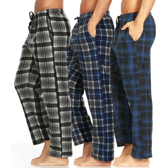 DARESAY Mens 3 Pack Pajama Pants for Men, Microfleece Pajama Pants, Men's Pajamas, Sleep pants with Pockets, Up to Size 3XL