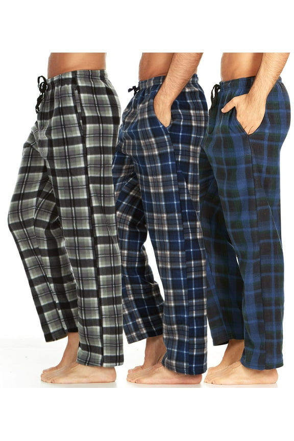 Mens 3 Pack Pajama Pants for Men, Microfleece Pajama Pants, Men's Pajamas, Sleep pants with Pockets, Up to Size 3XL
