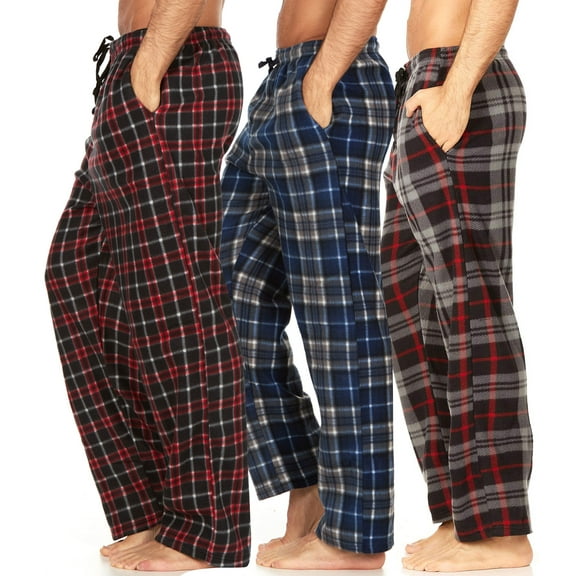 DARESAY Mens 3 Pack Pajama Pants for Men, Microfleece Pajama Pants, Men's Pajamas, Sleep pants with Pockets, Up to Size 3XL