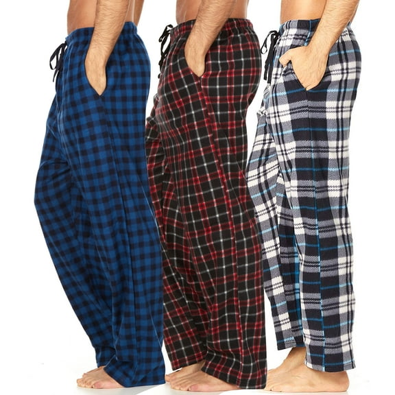 DARESAY Mens 3 Pack Pajama Pants for Men, Microfleece Pajama Pants, Men's Pajamas, Sleep pants with Pockets, Up to Size 3XL