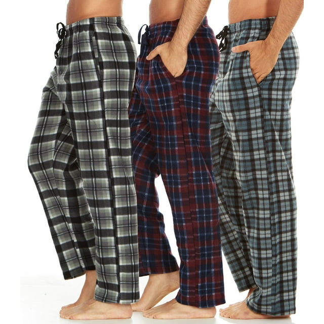 DARESAY Mens 3 Pack Pajama Pants for Men, Microfleece Pajama Pants, Men