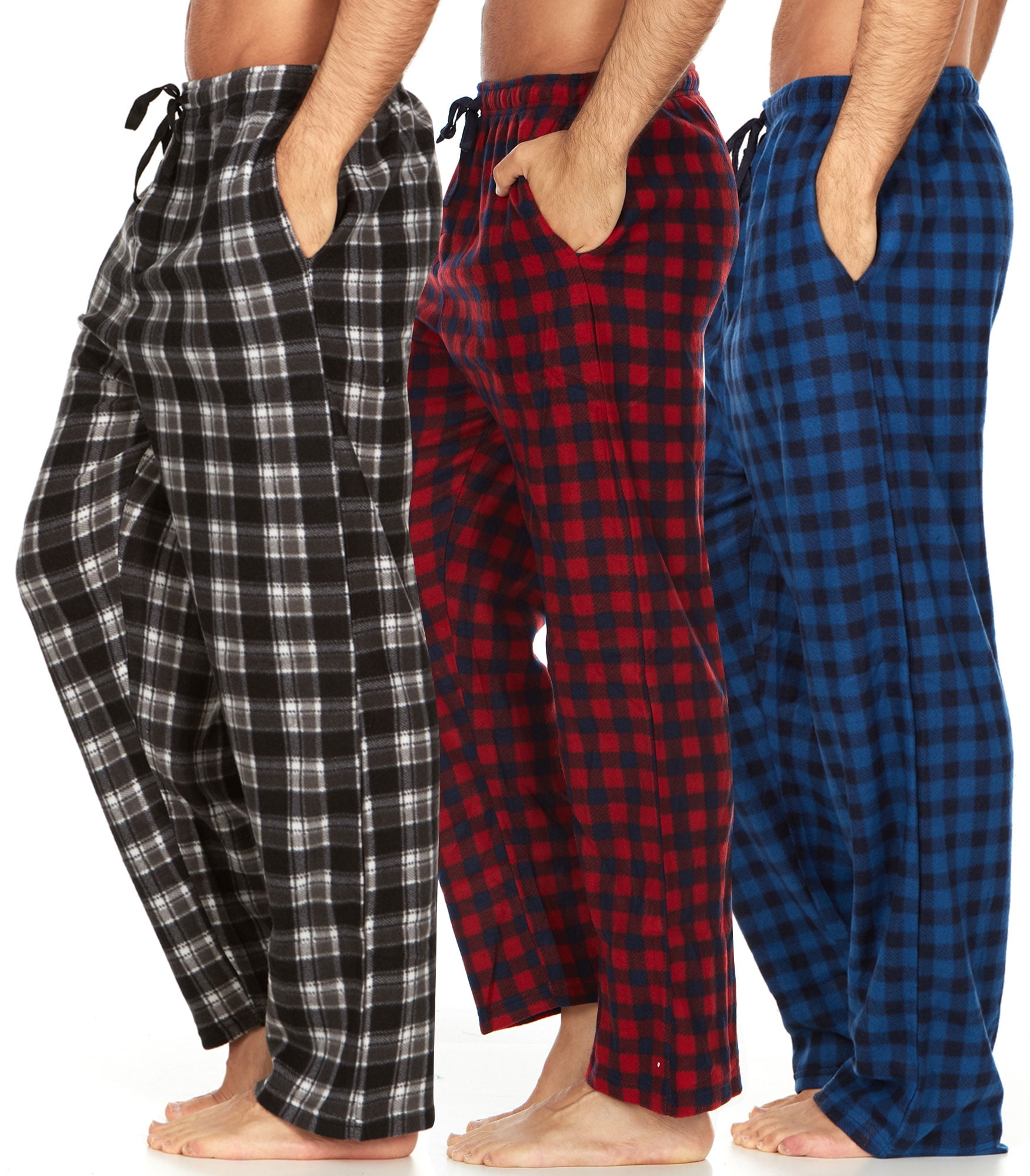 DARESAY Mens 3 Pack Pajama Pants for Men, Microfleece Pajama Pants, Men's  Pajamas, Sleep pants with Pockets, Up to Size 3XL 