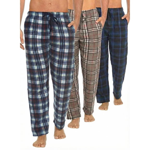 DARESAY Men’s 3-Pack Microfleece Pajama Pants with Pockets & Drawstring – Soft Lounge & Sleep Pants, Up to 3XL