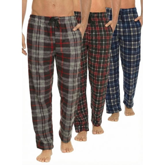 DARESAY Men’s 3-Pack Microfleece Pajama Pants with Pockets & Drawstring – Soft Lounge & Sleep Pants, Up to 3XL