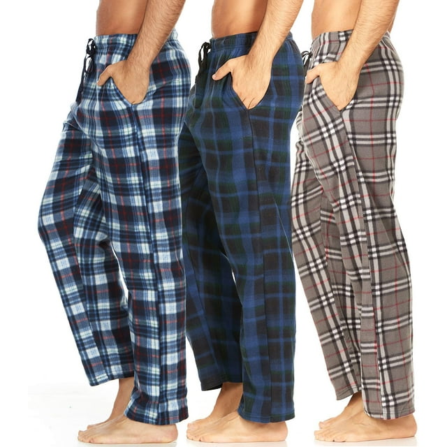 DARESAY Mens 3 Pack Pajama Pants for Men, Microfleece Pajama Pants, Men