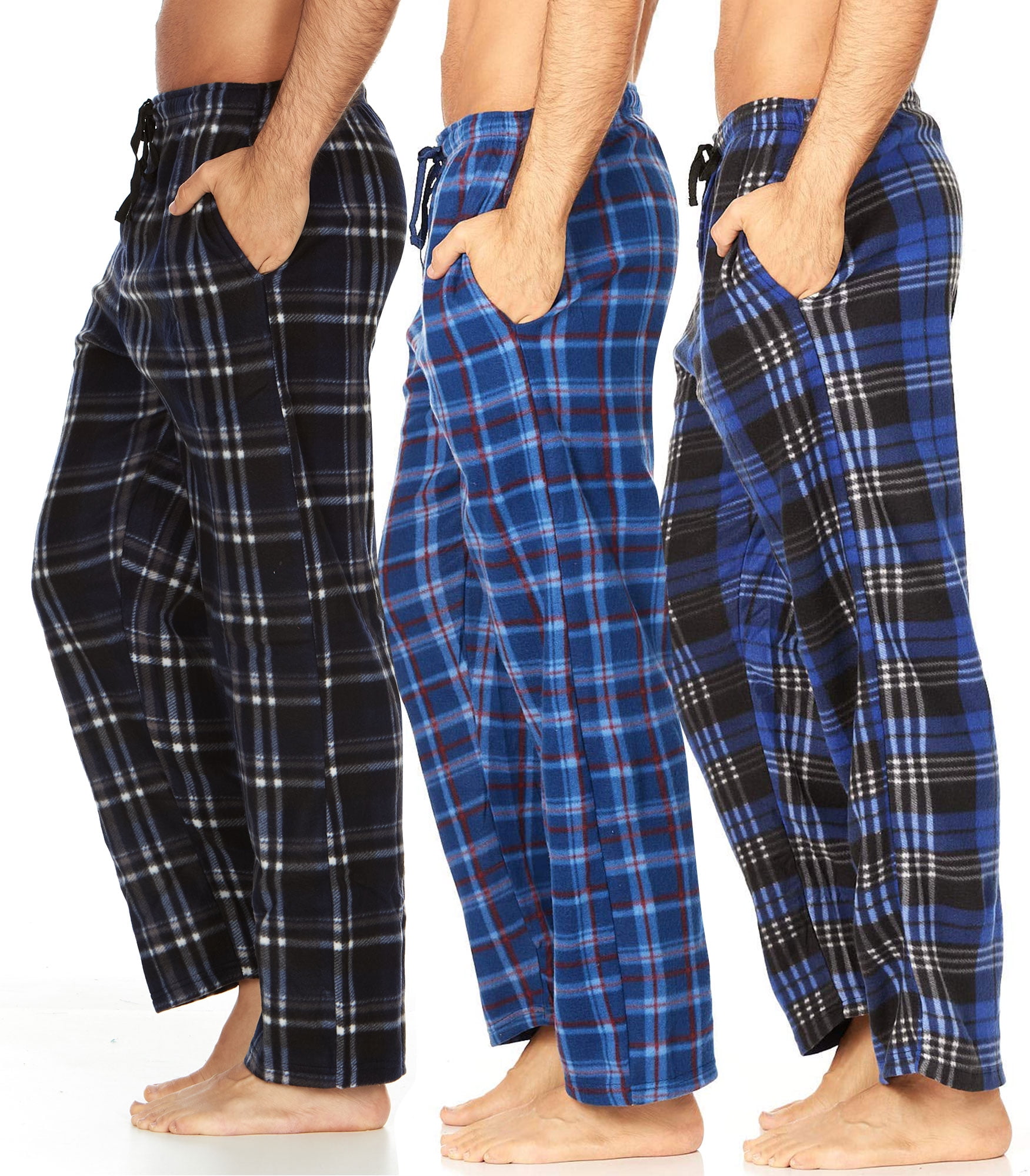 DARESAY Mens 3 Pack Pajama Pants for Men, Microfleece Pajama Pants, Men ...