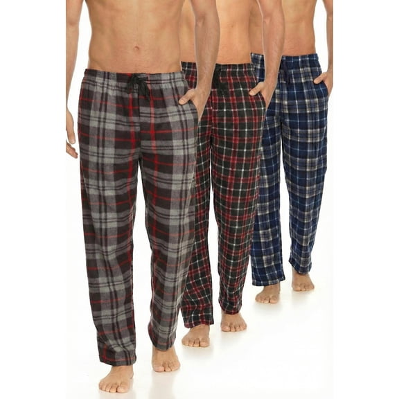 DARESAY Men’s 3-Pack Microfleece Pajama Pants with Pockets & Drawstring – Soft Lounge & Sleep Pants, Up to 3XL