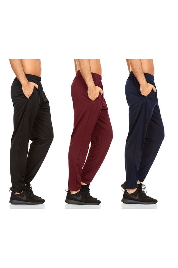 Mens Joggers- Quick-Dry Mens Jogging Pants, Elastic Waist With Two Side Pockets, Athletic, Active Pants for Men, 3-Pack, Regular and Big Mens