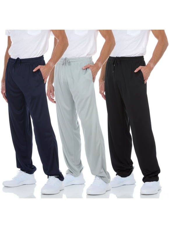Mens Joggers- Quick-Dry Mens Jogging Pants, Elastic Waist With Two Side Pockets, Athletic, Active Pants for Men, 3-Pack, Regular and Big Mens