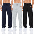 thumbnail image 1 of DARESAY Men’s Lightweight Mesh Jogger Pants 3-Pack, Quick-Dry Athletic Workout Pants with Pockets & Drawstring Waist, Sizes S-3XL, 1 of 8