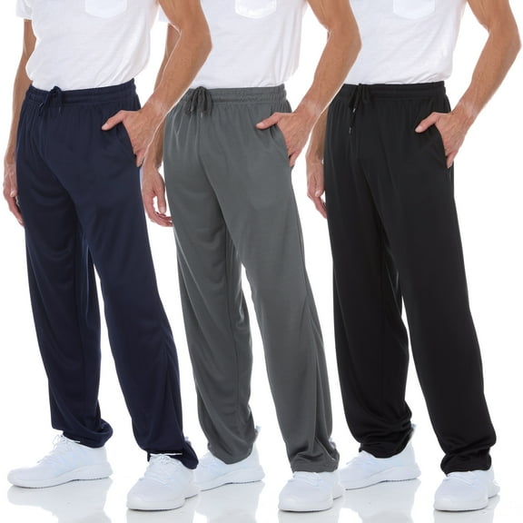 DARESAY Mens Joggers- Quick-Dry Mens Jogging Pants, Elastic Waist With Two Side Pockets, Athletic, Active Pants for Men, 3-Pack, Regular and Big Mens