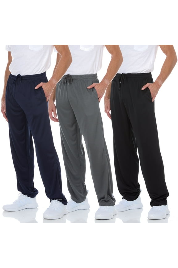 Mens Joggers- Quick-Dry Mens Jogging Pants, Elastic Waist With Two Side Pockets, Athletic, Active Pants for Men, 3-Pack, Regular and Big Mens