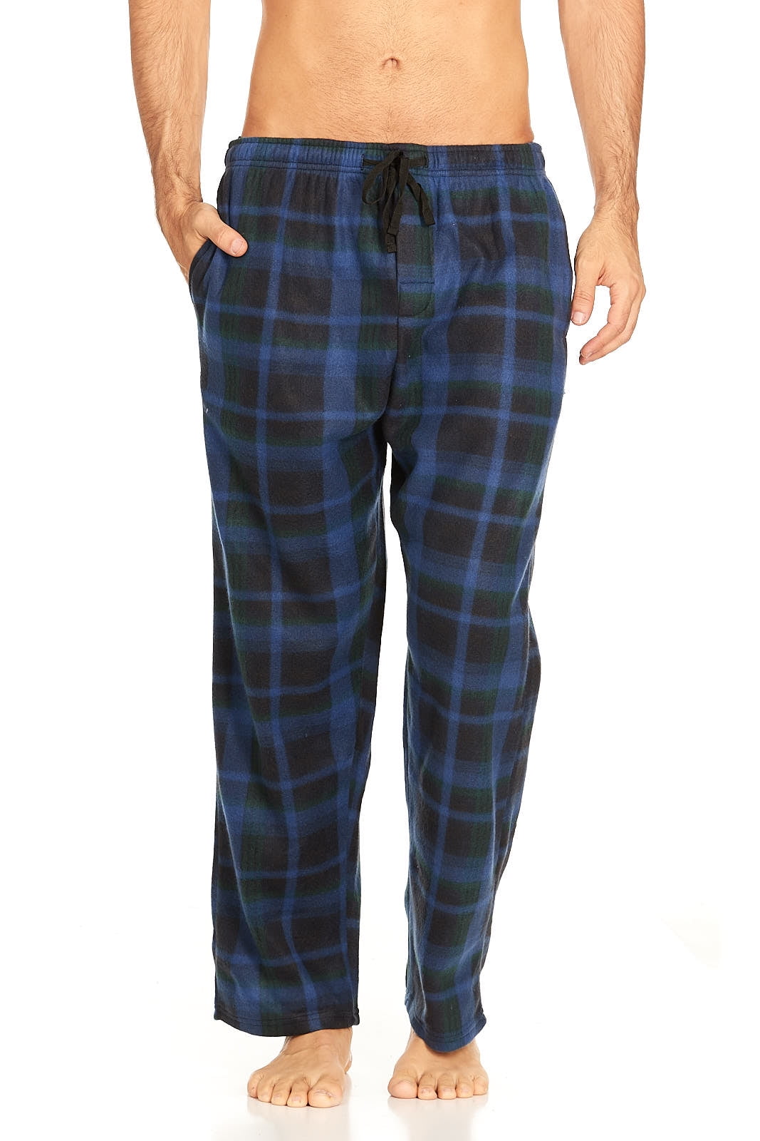 DARESAY Mens Microfleece Pajama Pants/Lounge Wear Pockets, Black Red, Small