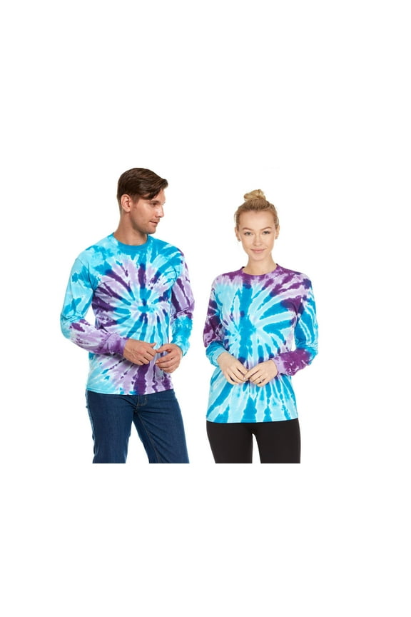 Tie Dye Style Long Sleeve T-Shirt Men Women - Fun, Multi Color Tops